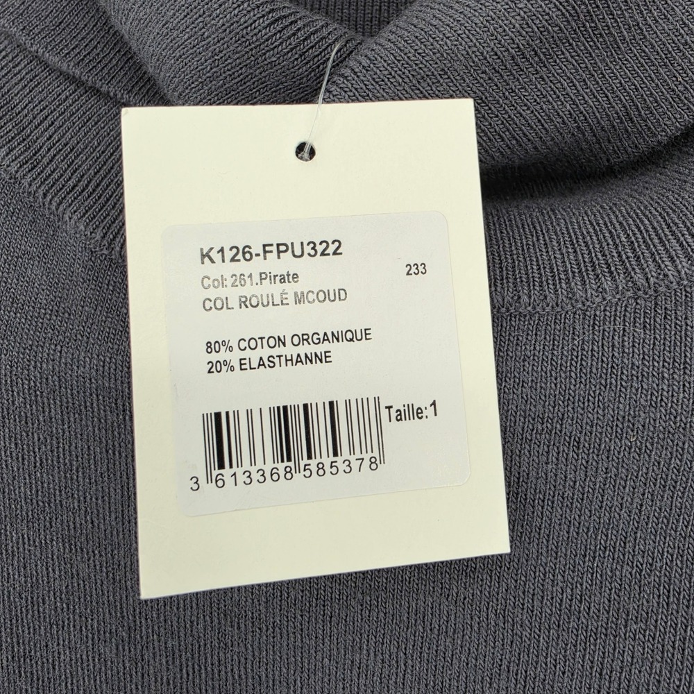 Majestic Filatures Gray Organic Cotton Turtleneck Sweater F 1 US XS Quiet Luxury - Picture 7 of 7